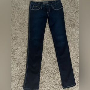 Xtra low rise dark blue Frankie B bootcut jeans (size 2)